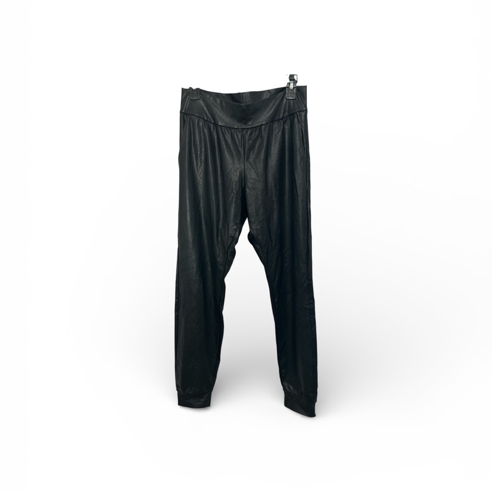 Womens Black Faux Leather Jogger Pants Commando Size Small